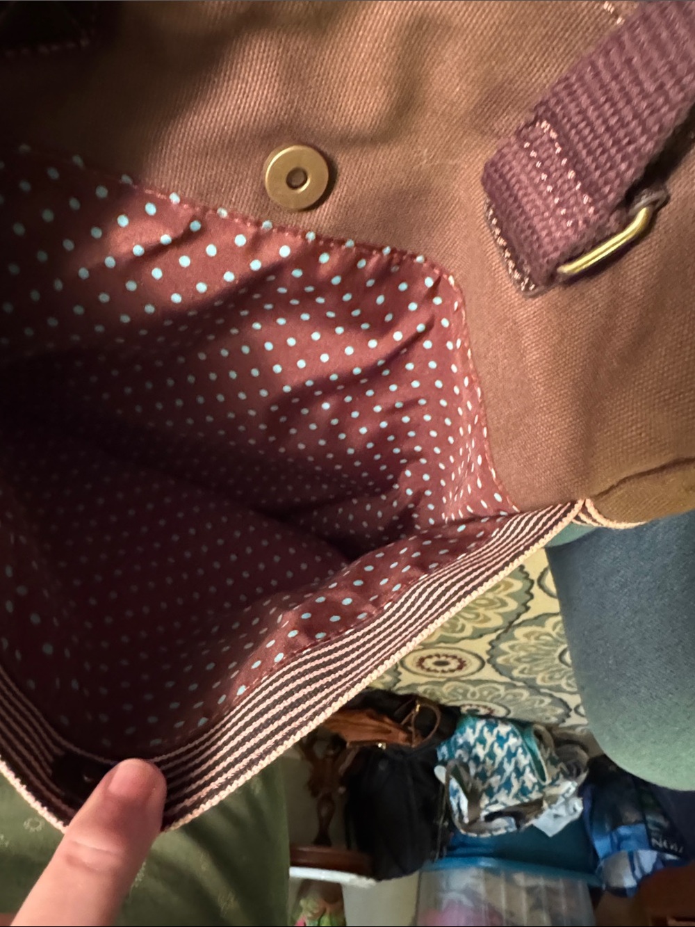 Chala Brown Striped Tote with Pastel Unicorn Applique - Picture 4 of 8